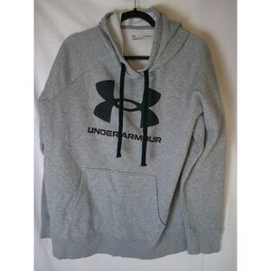 Under Armour Men's Gray Logo Hoodie Sweatshirt Pullover XL Loose Fit
